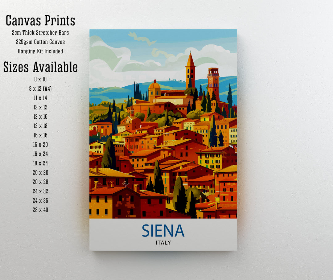 Siena Italy Travel Print Wall Decor Siena Wall Decor Siena Poster Tuscany Travel Prints Siena Art Print Siena Illustration Siena Wall