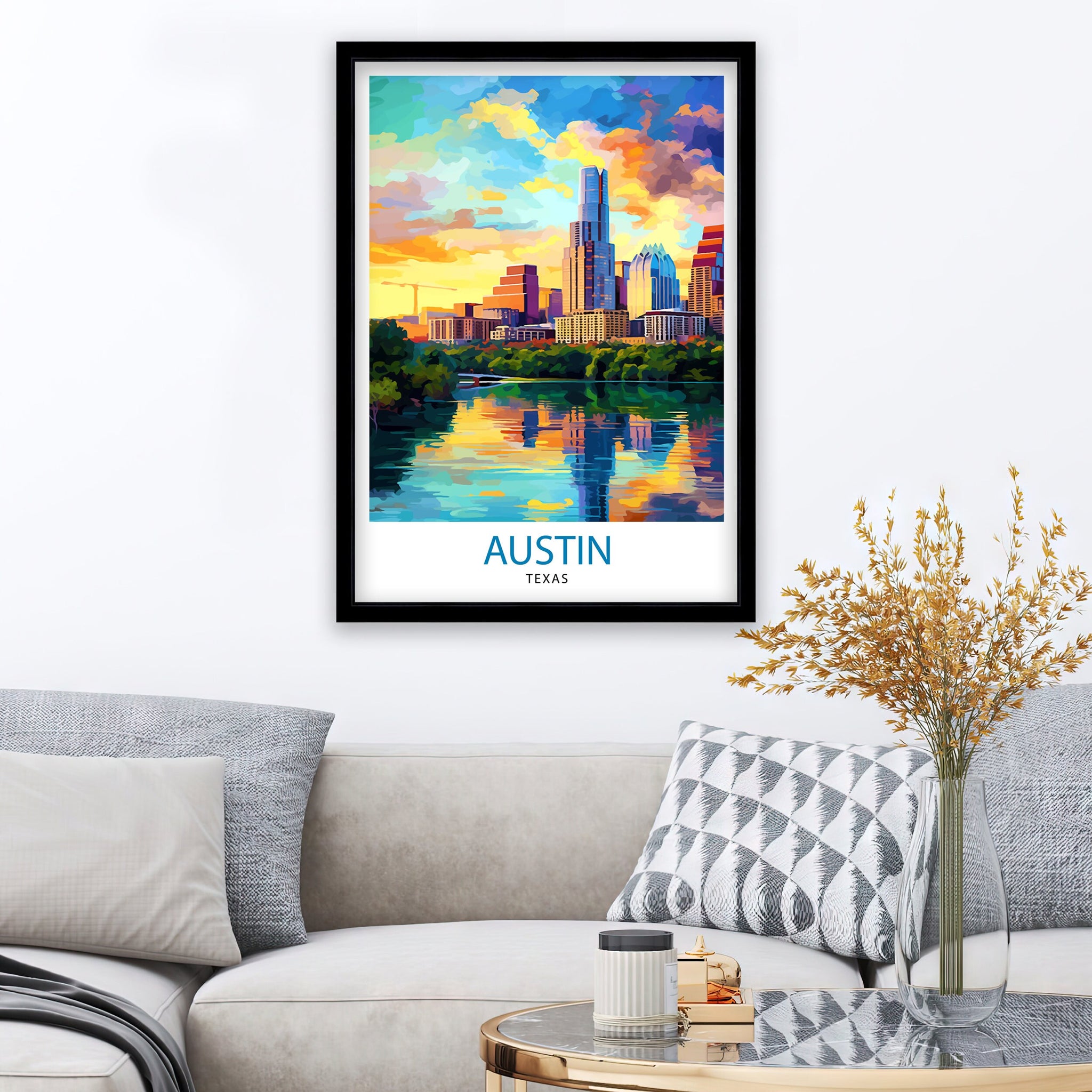 Austin Texas Travel Print Wall Decor Wall Art Austin Wall Hanging Home Décor Austin Gift Art Lovers Texas Art Lover Gift Print Art