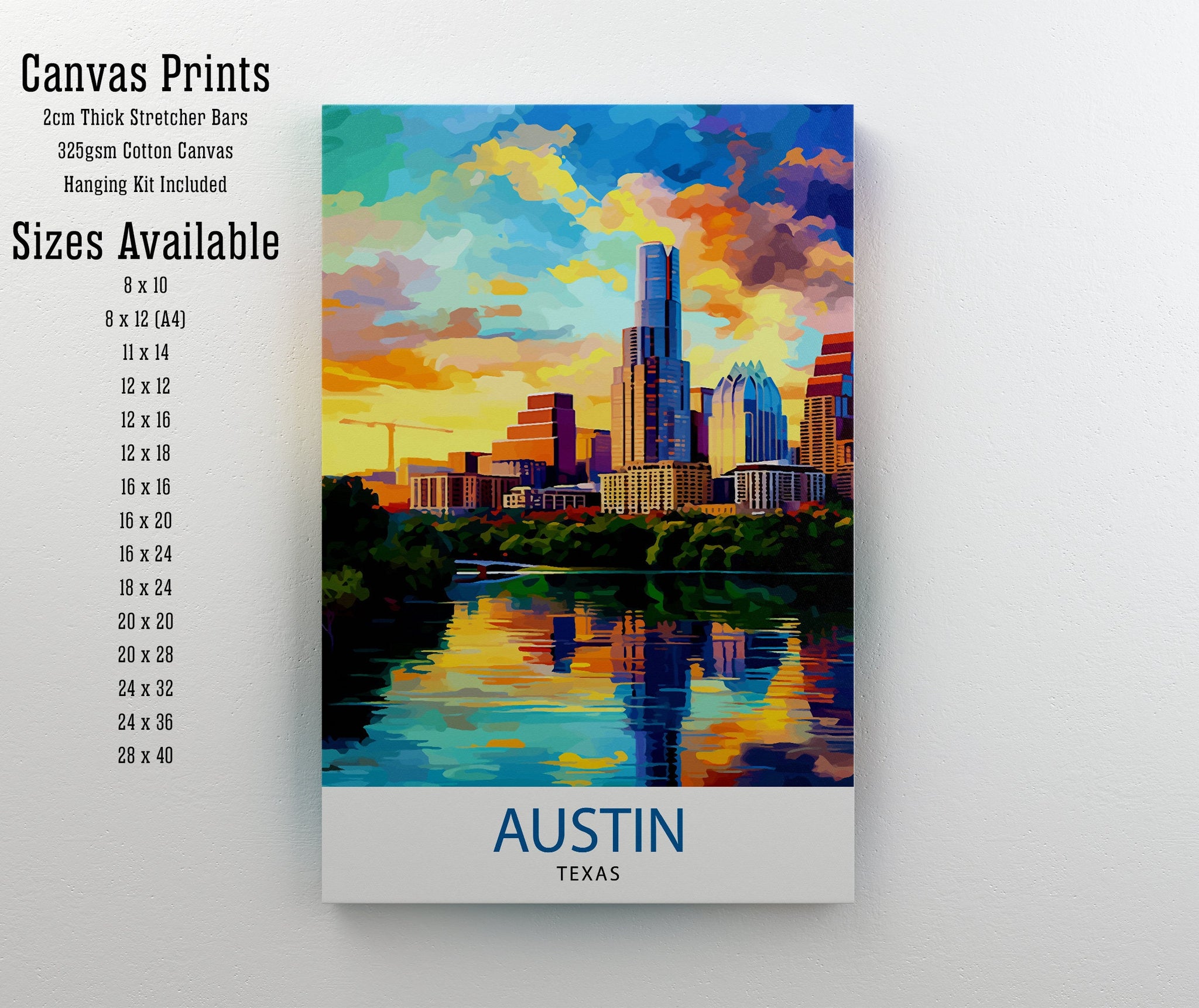 Austin Texas Travel Print Wall Decor Wall Art Austin Wall Hanging Home Décor Austin Gift Art Lovers Texas Art Lover Gift Print Art