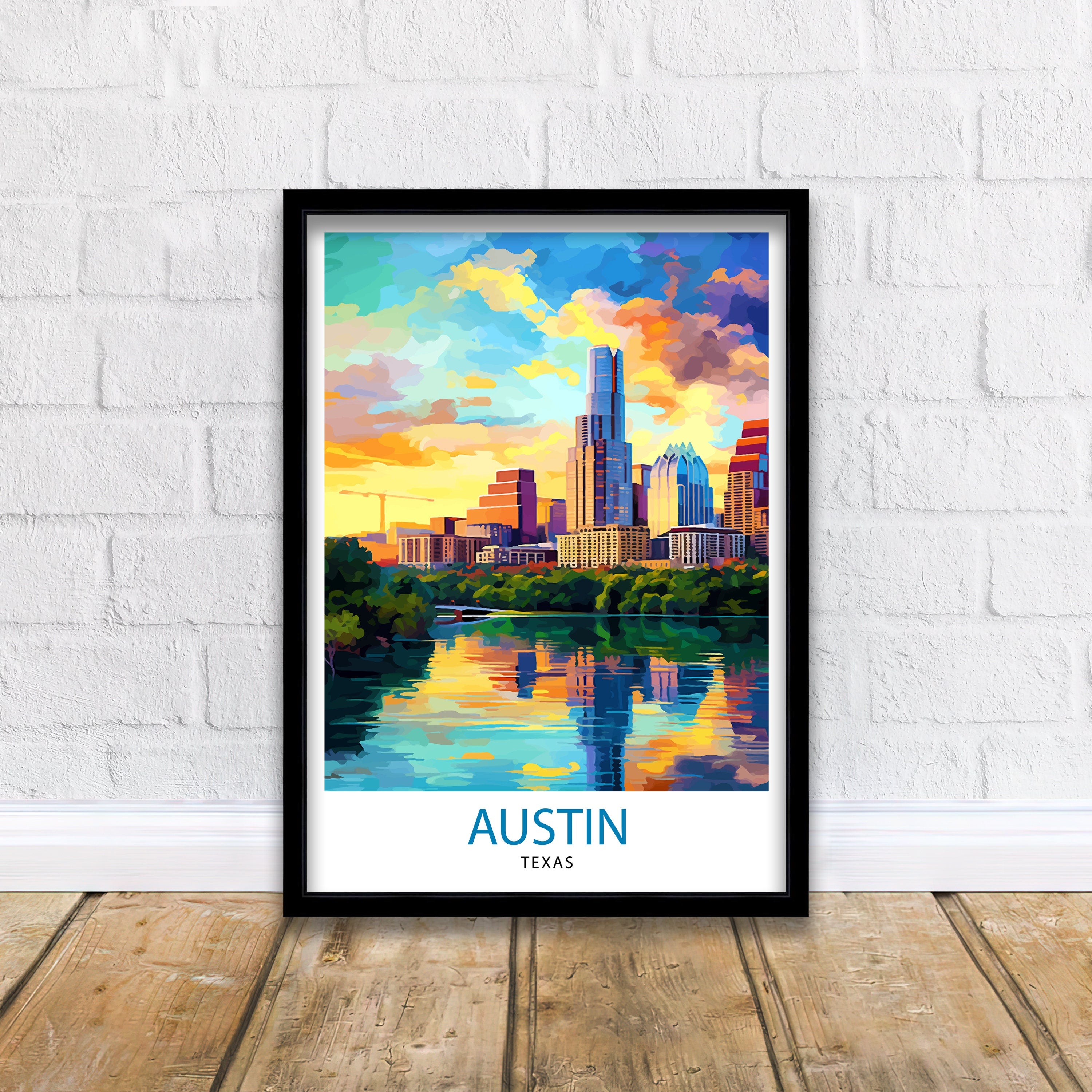 Austin Texas Travel Print Wall Decor Wall Art Austin Wall Hanging Home Décor Austin Gift Art Lovers Texas Art Lover Gift Print Art