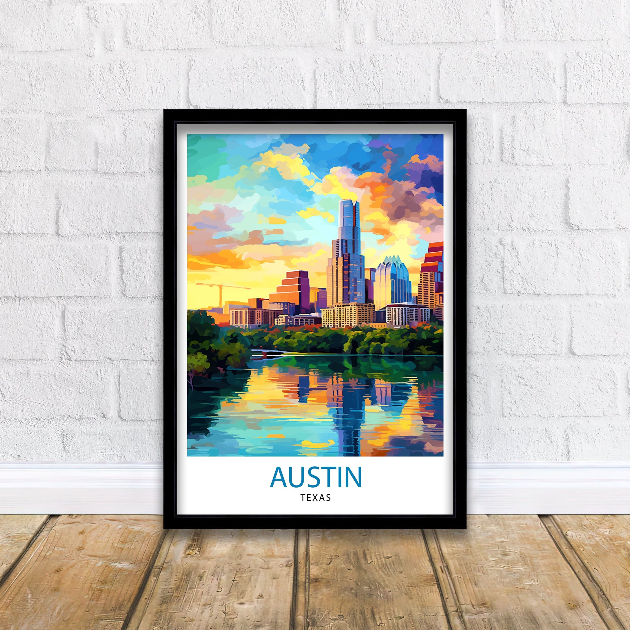 Austin Texas Travel Print Wall Decor Wall Art Austin Wall Hanging Home Décor Austin Gift Art Lovers Texas Art Lover Gift Print Art