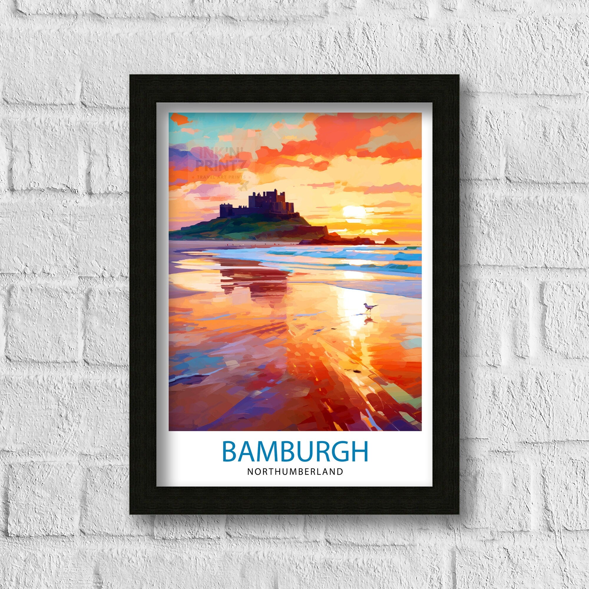 Bamburgh Travel Print Wall Decor Wall Art Bamburgh Wall Hanging Home Décor Bamburgh Gift Art Lovers UK Art Lover Gift Print Art