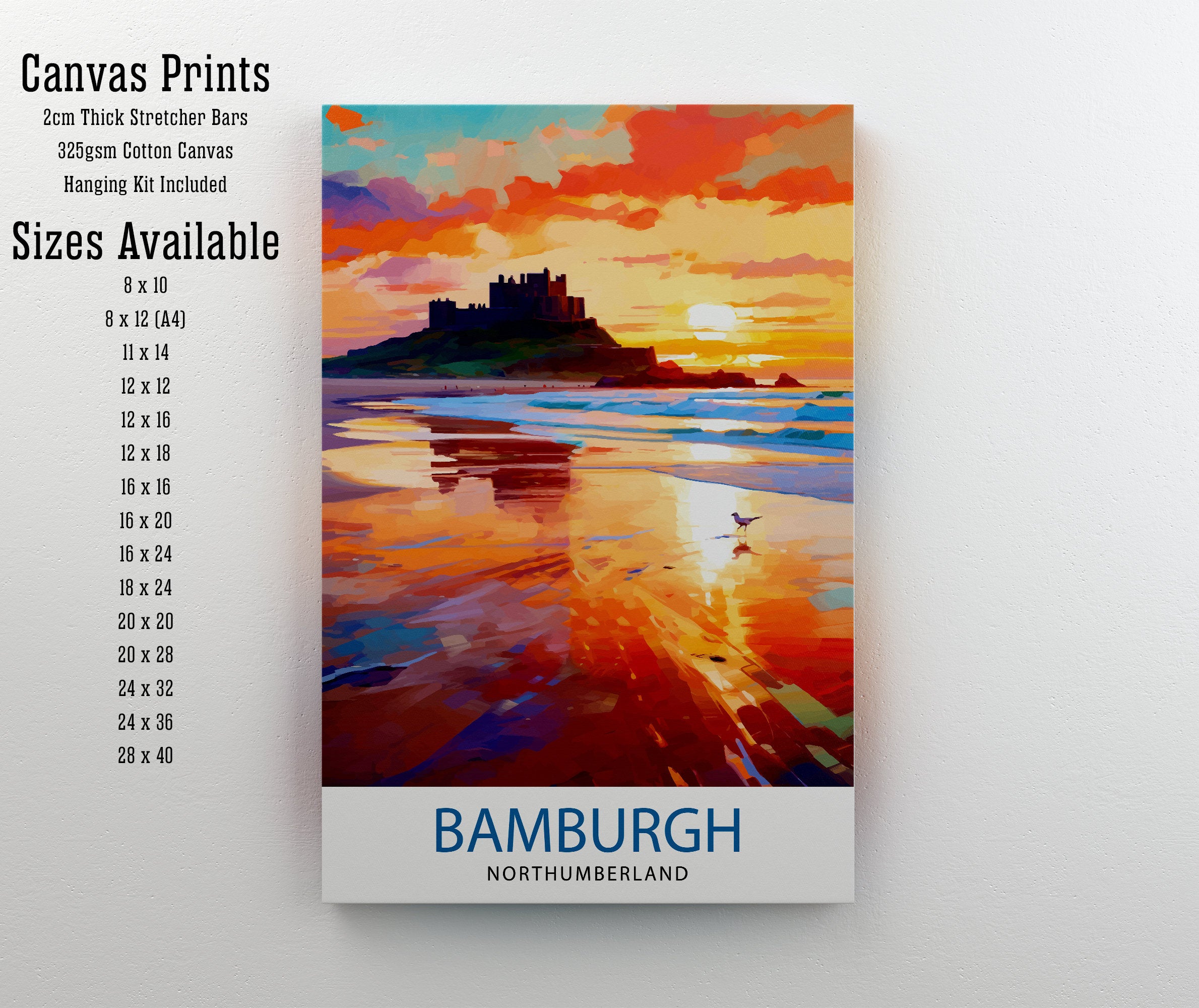 Bamburgh Travel Print Wall Decor Wall Art Bamburgh Wall Hanging Home Décor Bamburgh Gift Art Lovers UK Art Lover Gift Print Art