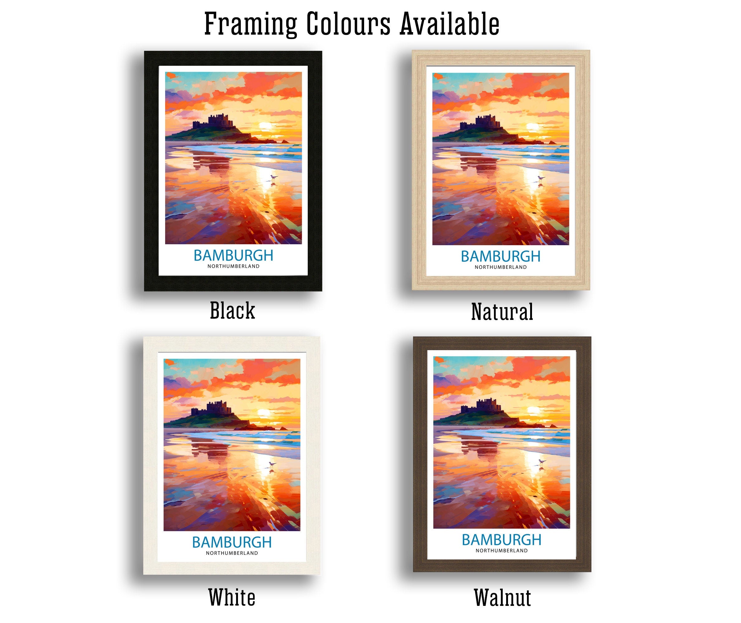 Bamburgh Travel Print Wall Decor Wall Art Bamburgh Wall Hanging Home Décor Bamburgh Gift Art Lovers UK Art Lover Gift Print Art