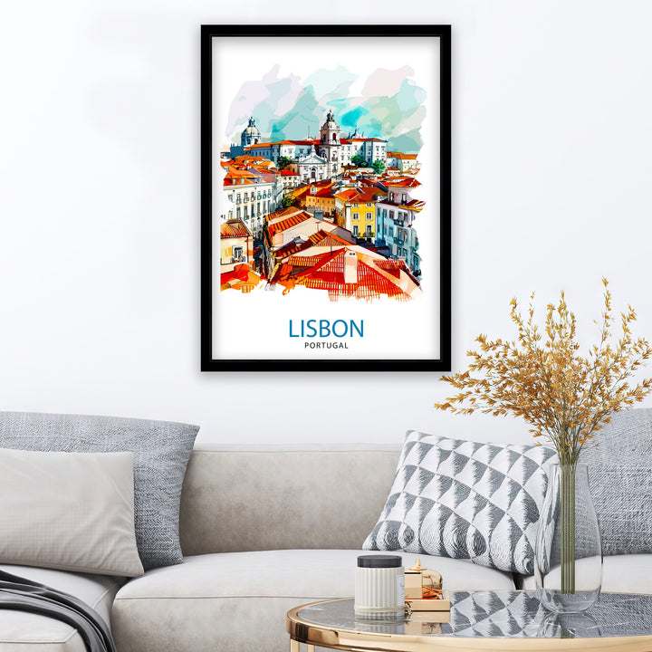 Lisbon Portugal Travel Print Lisbon Wall Decor Lisbon Poster Portugal Travel Prints Lisbon Art Print Lisbon Illustration Lisbon Wall Art