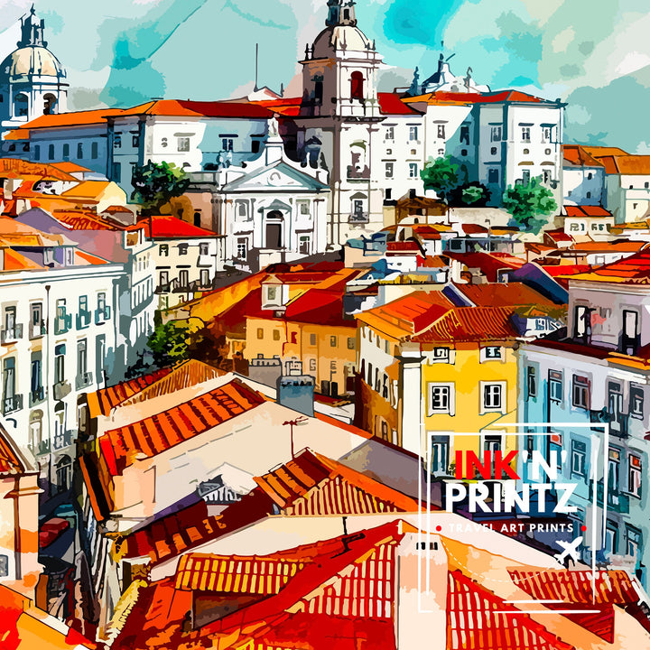 Lisbon Portugal Travel Print Lisbon Wall Decor Lisbon Poster Portugal Travel Prints Lisbon Art Print Lisbon Illustration Lisbon Wall Art