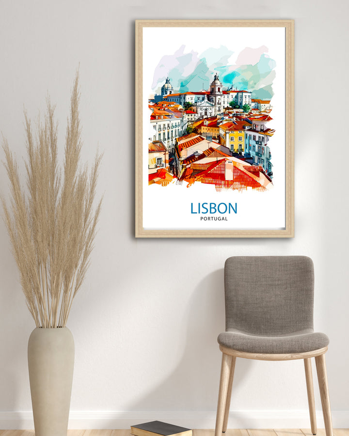 Lisbon Portugal Travel Print Lisbon Wall Decor Lisbon Poster Portugal Travel Prints Lisbon Art Print Lisbon Illustration Lisbon Wall Art