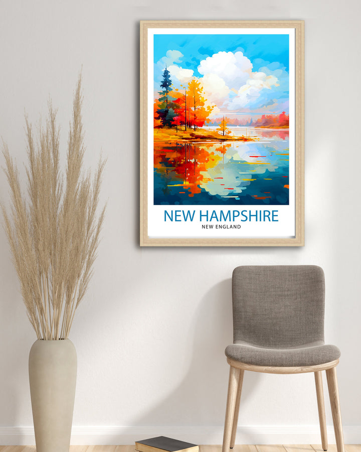 New Hampshire Travel Print Wall Decor Wall Art New Hampshire Wall Hanging Home Décor New Hampshire Gift Art Lovers USA Art Lover Gift Print