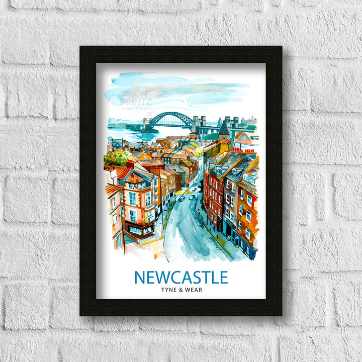 Newcastle Travel Print Wall Decor Wall Art Newcastle Wall Hanging Home Décor Newcastle Gift Art Lovers UK Art Lover Gift Print Art