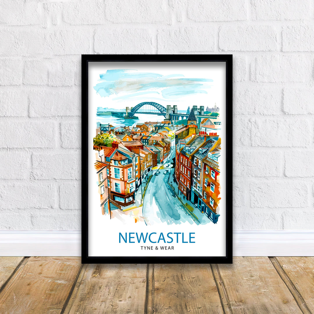 Newcastle Travel Print Wall Decor Wall Art Newcastle Wall Hanging Home Décor Newcastle Gift Art Lovers UK Art Lover Gift Print Art