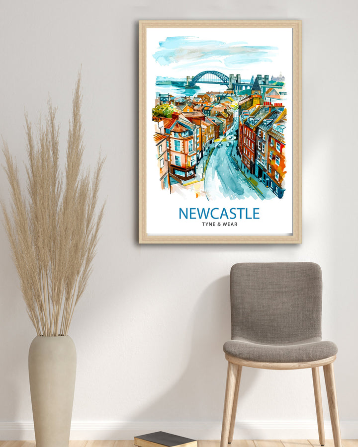 Newcastle Travel Print Wall Decor Wall Art Newcastle Wall Hanging Home Décor Newcastle Gift Art Lovers UK Art Lover Gift Print Art