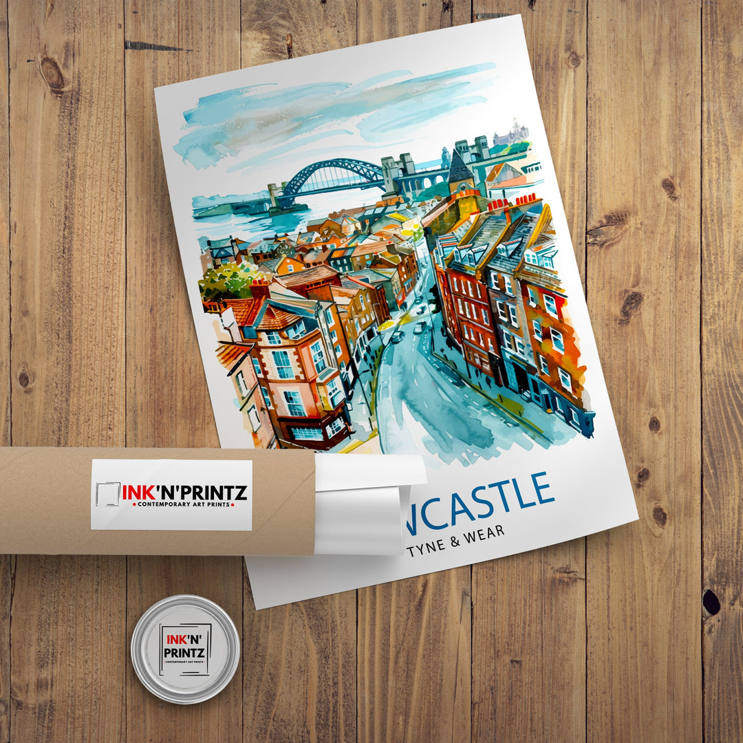 Newcastle Travel Print Wall Decor Wall Art Newcastle Wall Hanging Home Décor Newcastle Gift Art Lovers UK Art Lover Gift Print Art