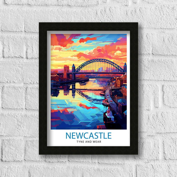 Newcastle upon Tyne Travel Print Newcastle Wall Decor Newcastle Poster England Travel Prints Newcastle Art Print Newcastle Illustration