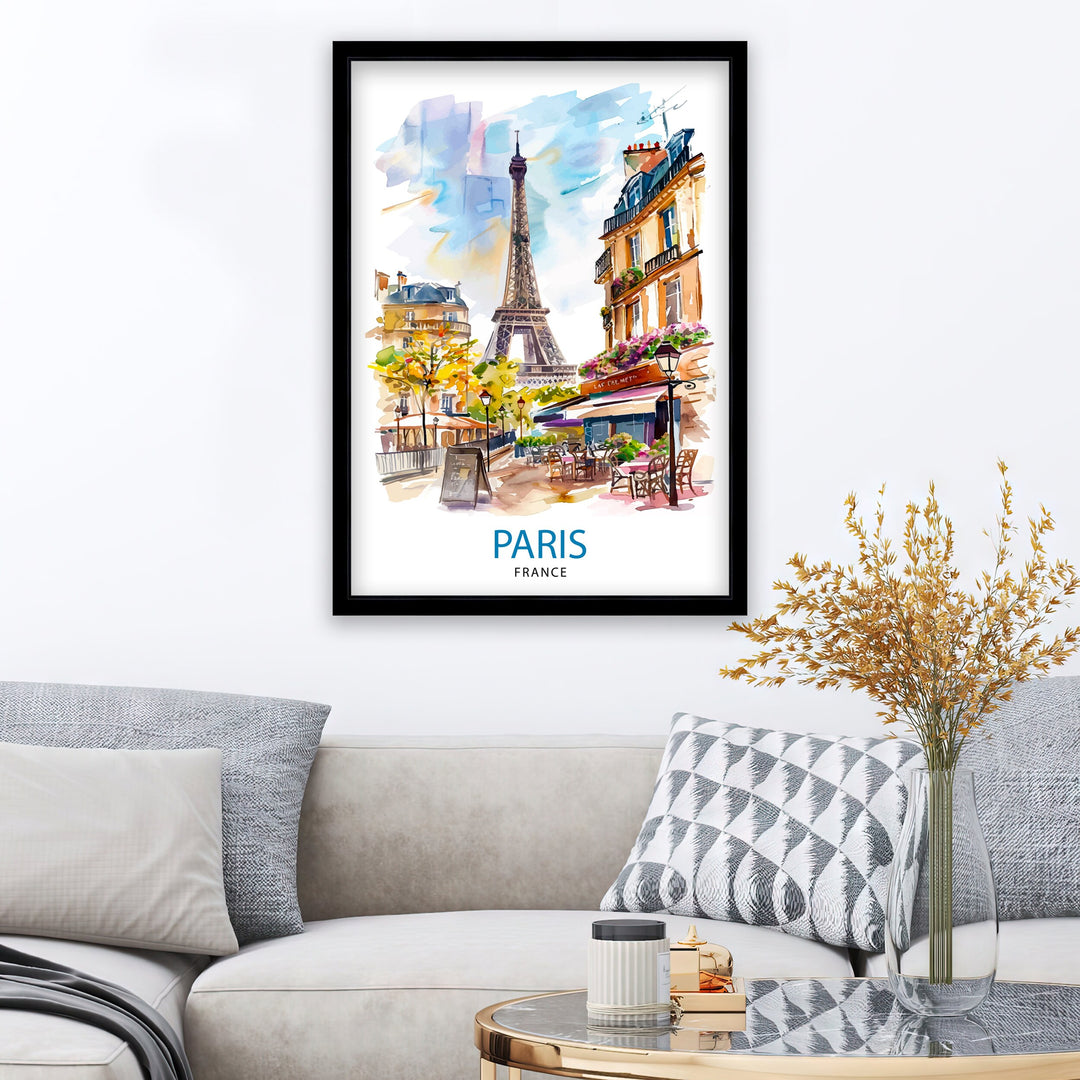 Paris France Travel Print Paris Wall Art Eiffel Tower Art France Travel Poster Paris Home Decor French Illustration Parisian Art Print