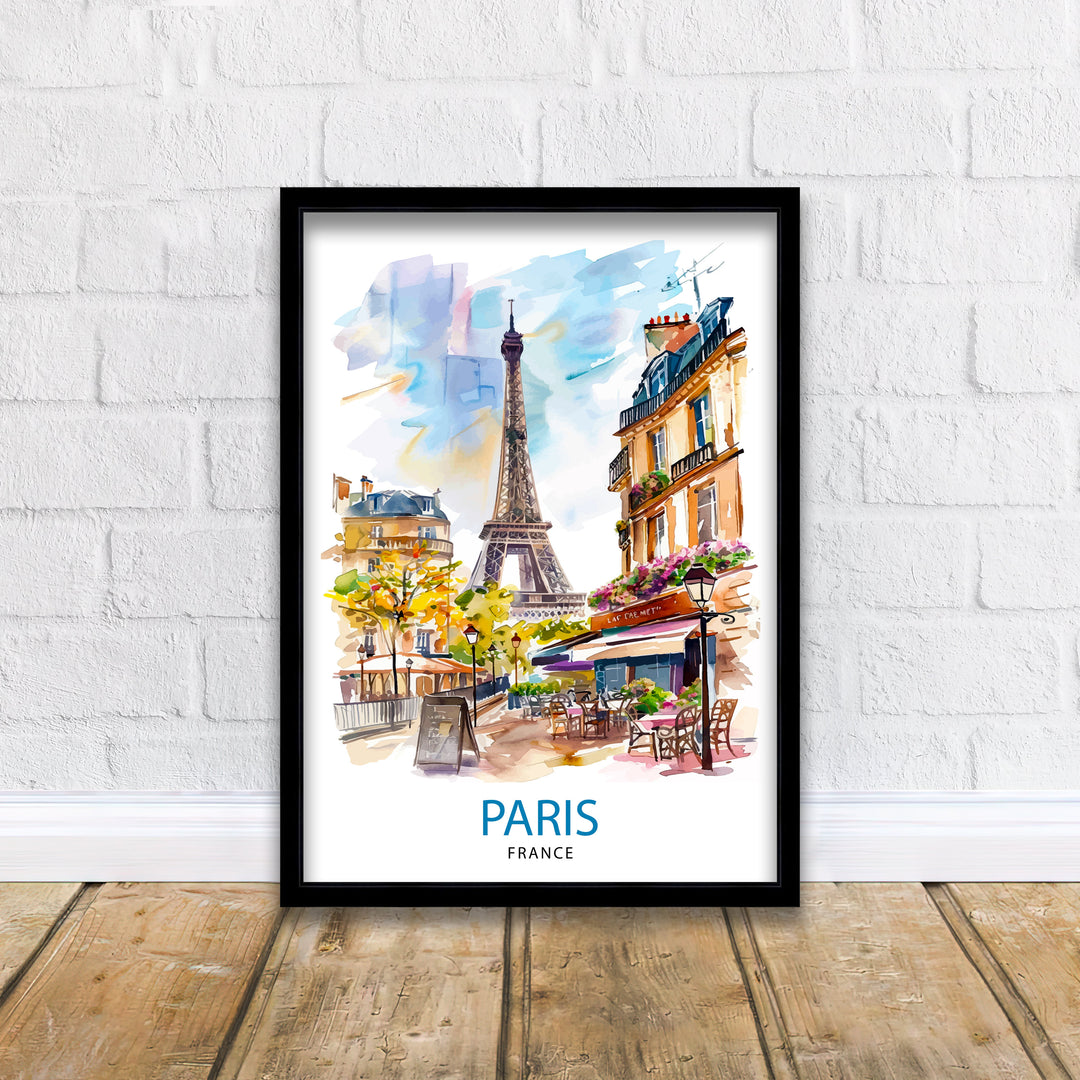 Paris France Travel Print Paris Wall Art Eiffel Tower Art France Travel Poster Paris Home Decor French Illustration Parisian Art Print