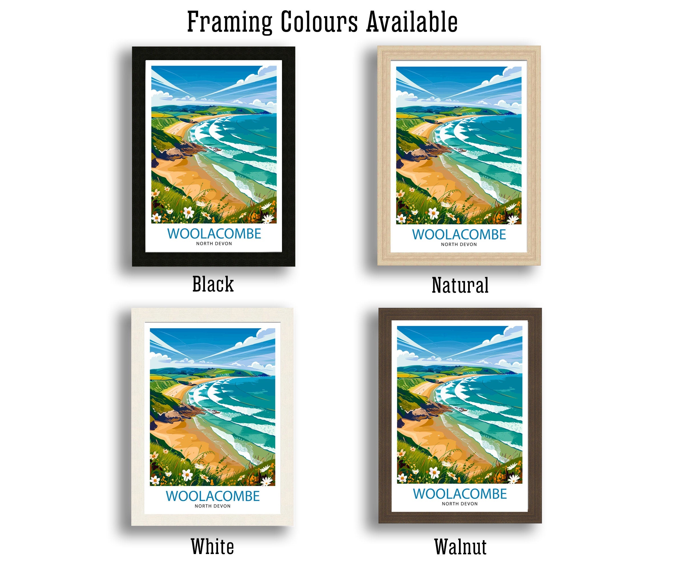 Woolacombe North Devon Travel Print Wall Decor Wall Art Woolacombe Wall Hanging Home Décor Woolacombe Gift Art Lovers UK Art Lover Gift