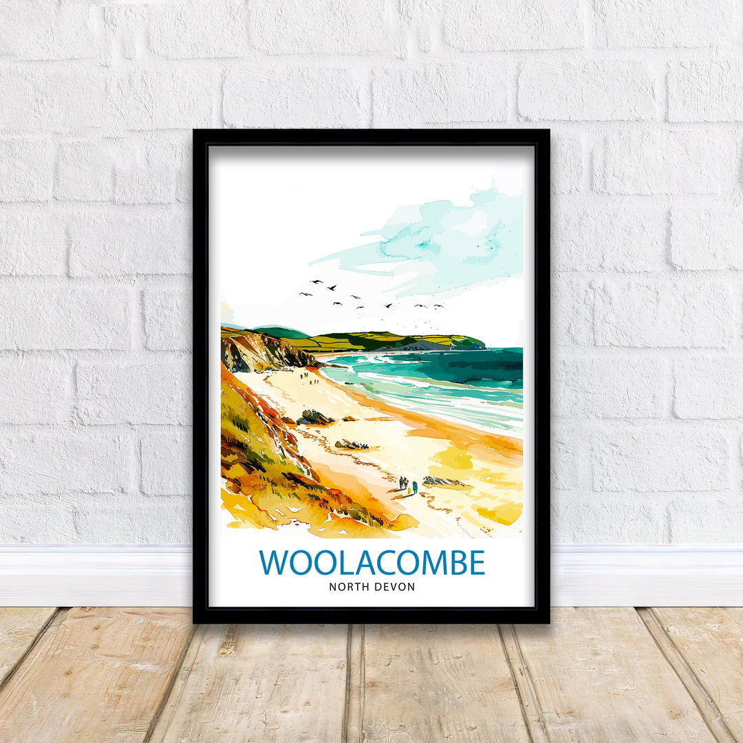 Woolacombe North Devon Travel Print Wall Decor Wall Art Woolacombe Wall Hanging Home Décor Woolacombe Gift Art Lovers UK Art Lover Gift
