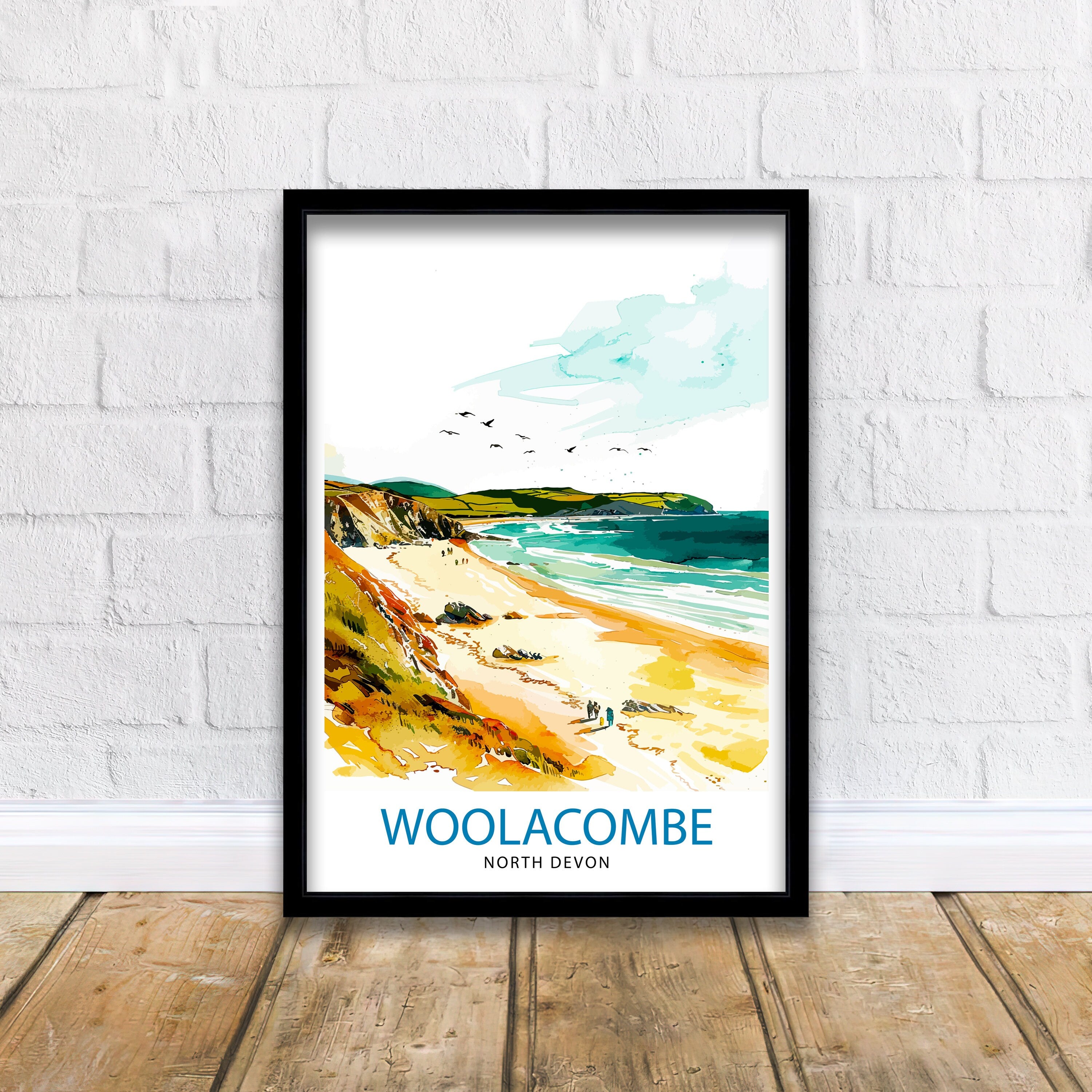 Woolacombe North Devon Travel Print Wall Decor Wall Art Woolacombe Wall Hanging Home Décor Woolacombe Gift Art Lovers UK Art Lover Gift