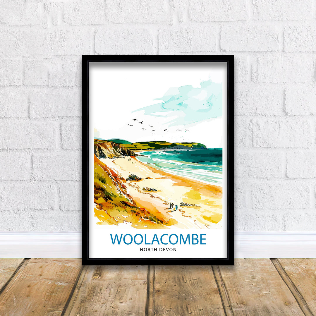 Woolacombe North Devon Travel Print Wall Decor Wall Art Woolacombe Wall Hanging Home Décor Woolacombe Gift Art Lovers UK Art Lover Gift