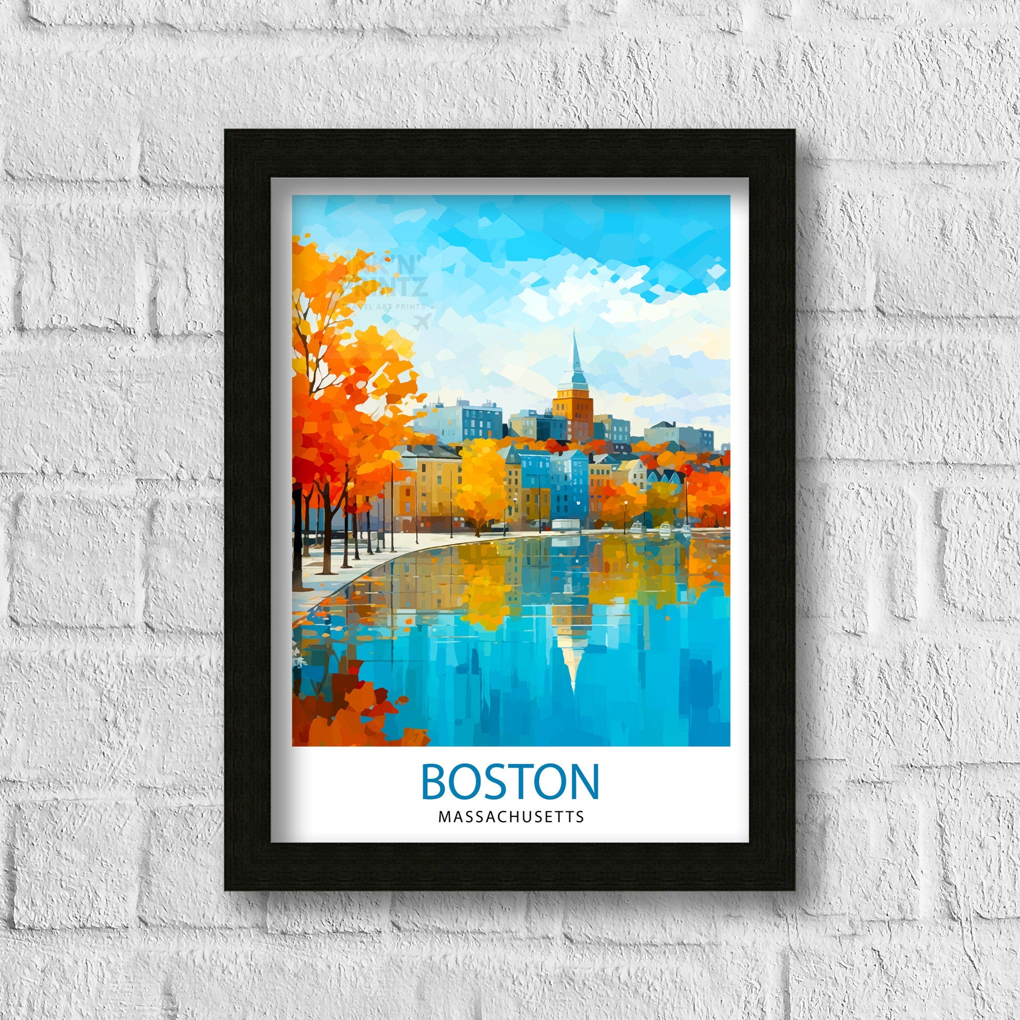 Boston Massachusetts Travel Print Wall Decor Wall Art Boston Wall Hanging Home Décor Boston Gift Art Lovers Massachusetts Art Lover Gift
