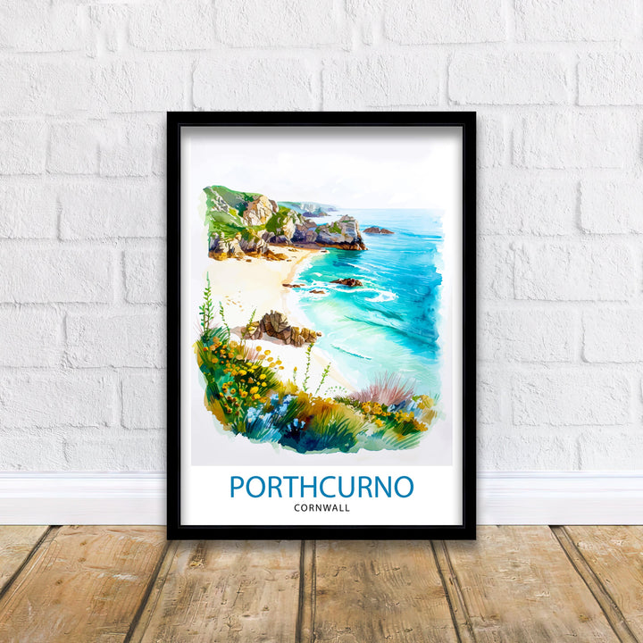 Porthcurno Cornwall Travel Print Wall Decor Wall Art Porthcurno Wall Hanging Home Décor Porthcurno Gift Art Lovers Cornwall Art Lover Gift