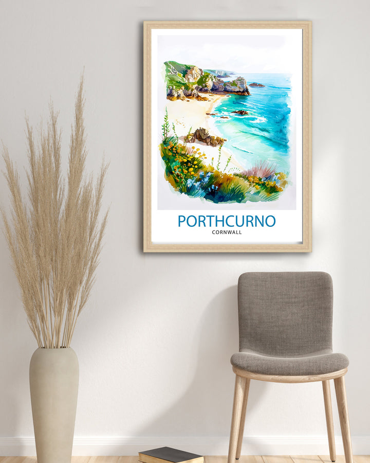 Porthcurno Cornwall Travel Poster