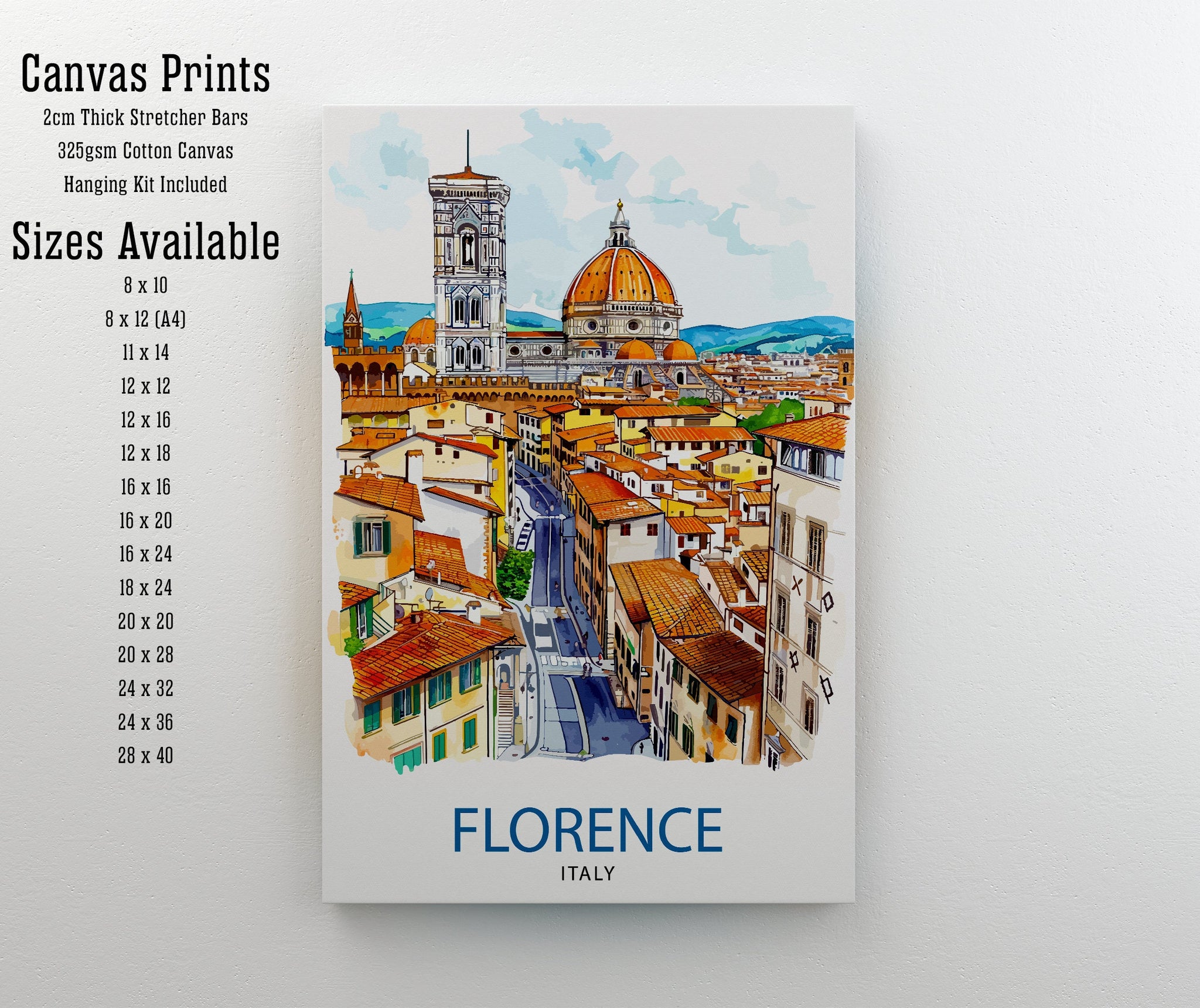 Florence Italy Travel Print Florence Wall Decor Florence Home Living Decor Florence Italy Illustration Travel Poster Gift for Florence