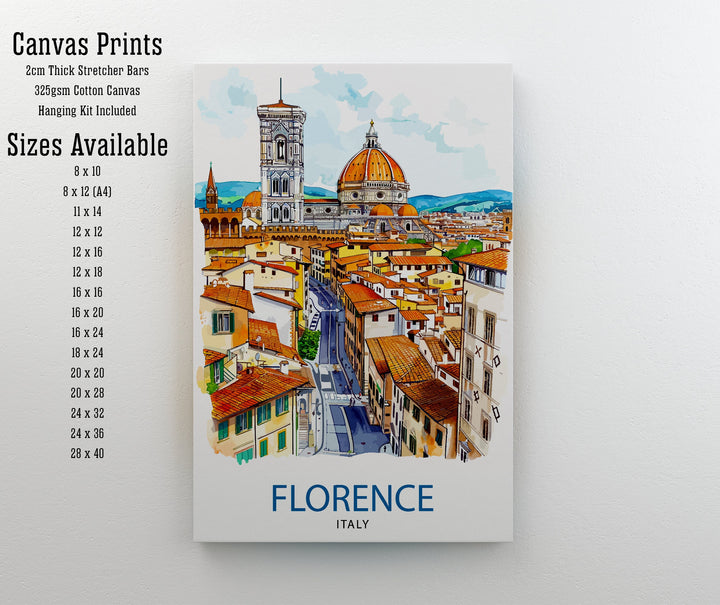 Florence Italy Travel Print Florence Wall Decor Florence Home Living Decor Florence Italy Illustration Travel Poster Gift for Florence