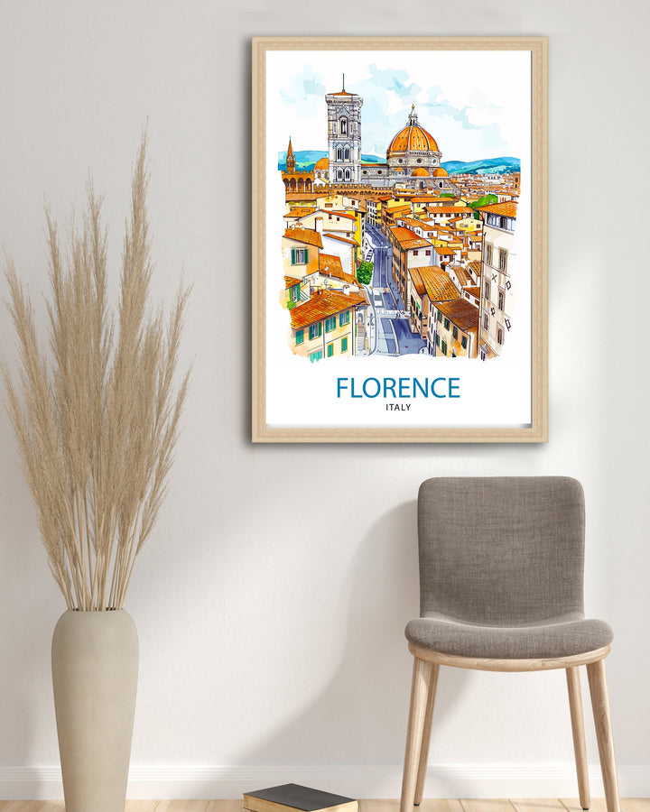 Florence Italy Travel Print Florence Wall Decor Florence Home Living Decor Florence Italy Illustration Travel Poster Gift for Florence