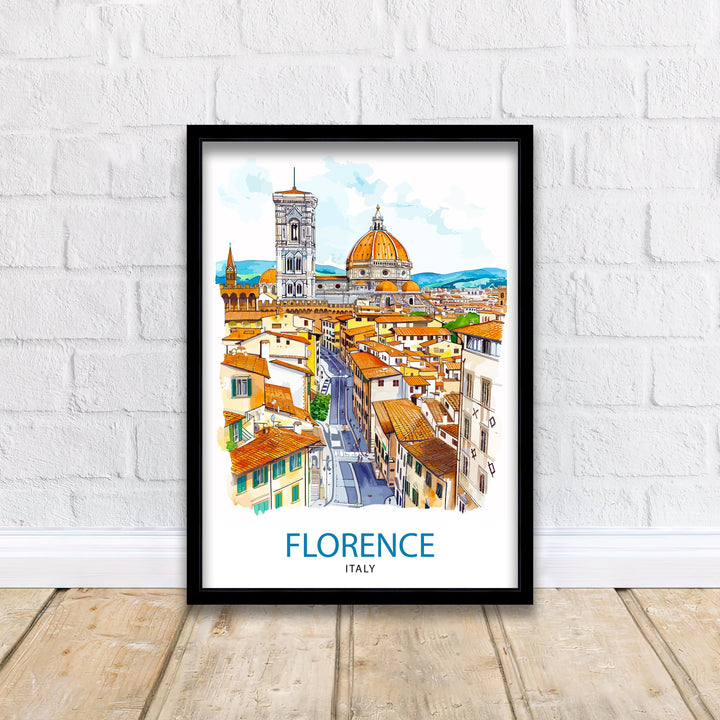 Florence Italy Travel Print Florence Wall Decor Florence Home Living Decor Florence Italy Illustration Travel Poster Gift for Florence