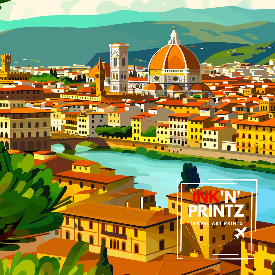 Florence Italy Travel Print Florence Wall Decor Florence Home Living Decor Florence Italy Illustration Travel Poster Gift for Florence