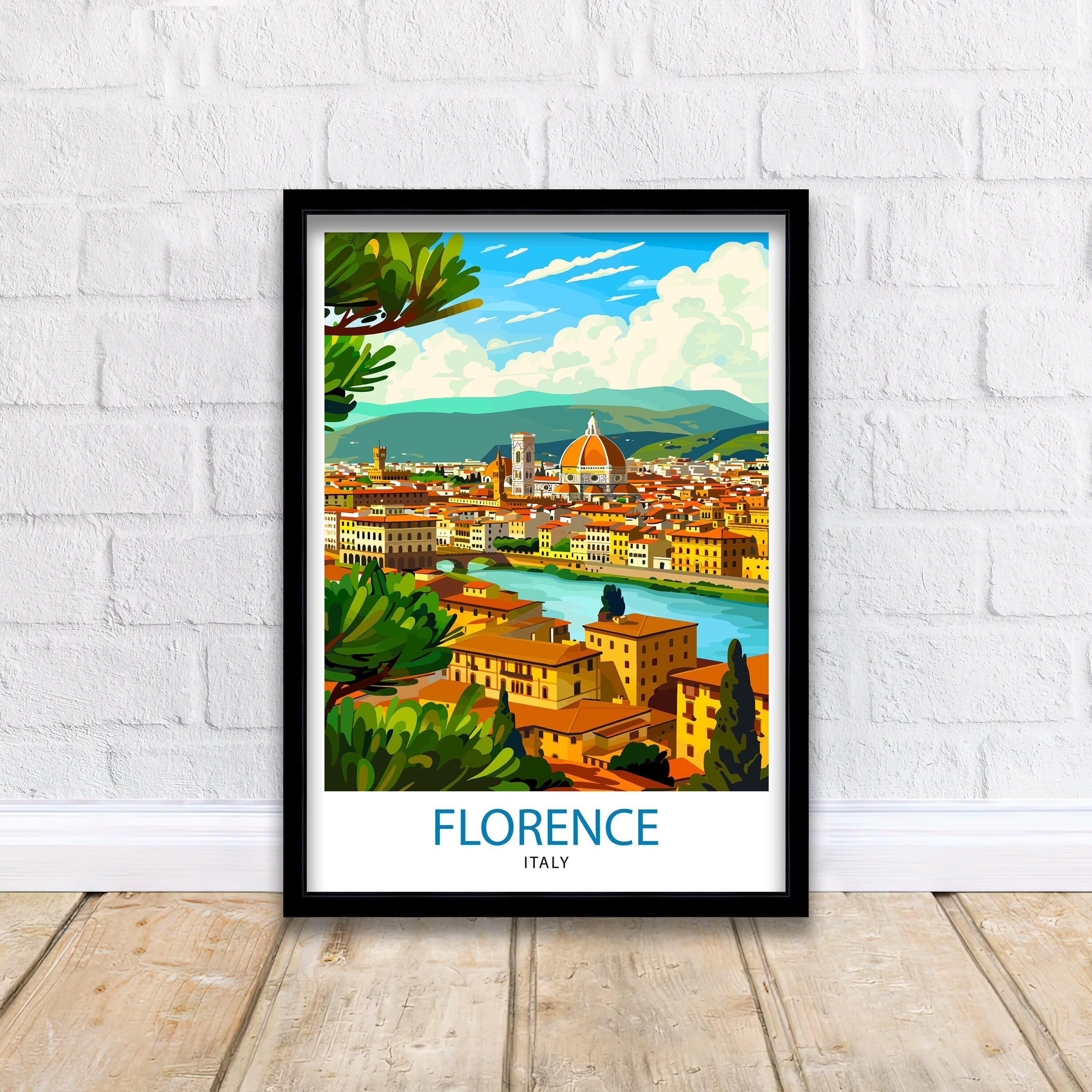 Florence Italy Travel Print Florence Wall Decor Florence Home Living Decor Florence Italy Illustration Travel Poster Gift for Florence