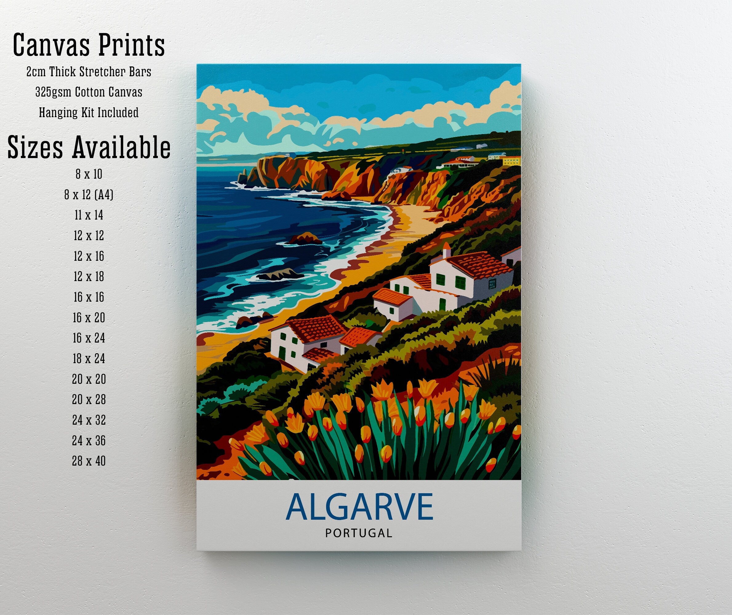 Algarve Portugal Travel Print Algarve Wall Decor Algarve Poster Portugal Travel Prints Algarve Art Print Algarve Illustration Algarve Wall