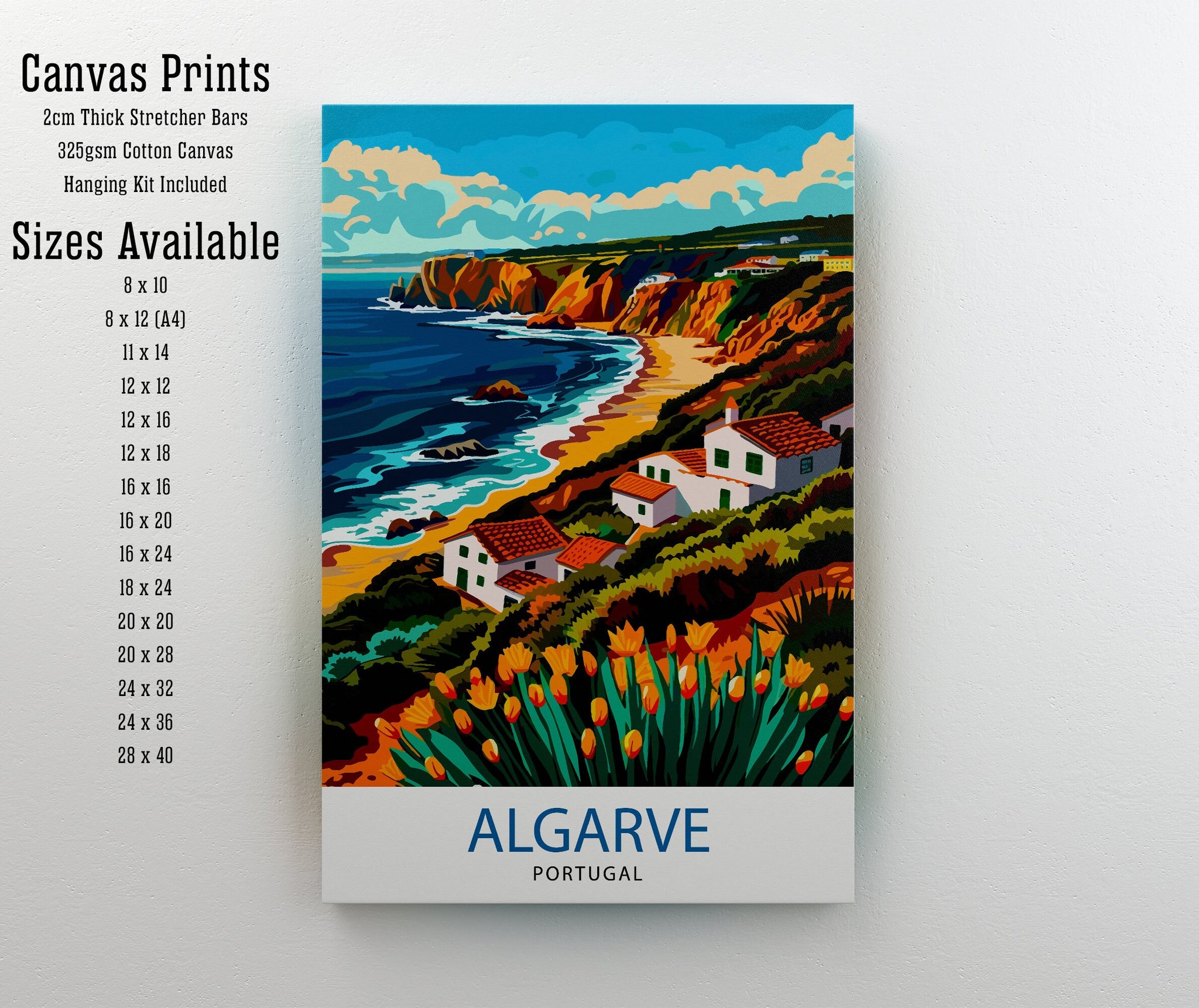 Algarve Portugal Travel Print Algarve Wall Decor Algarve Poster Portugal Travel Prints Algarve Art Print Algarve Illustration Algarve Wall