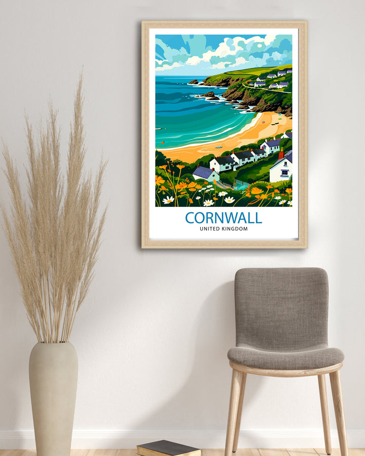 Cornwall United Kingdom Poster Coastal Charm Art English Seaside Poster Cornish Coastline