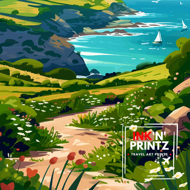 Cornwall United Kingdom Poster Coastal Charm Art English Seaside Poster Cornish Coastline