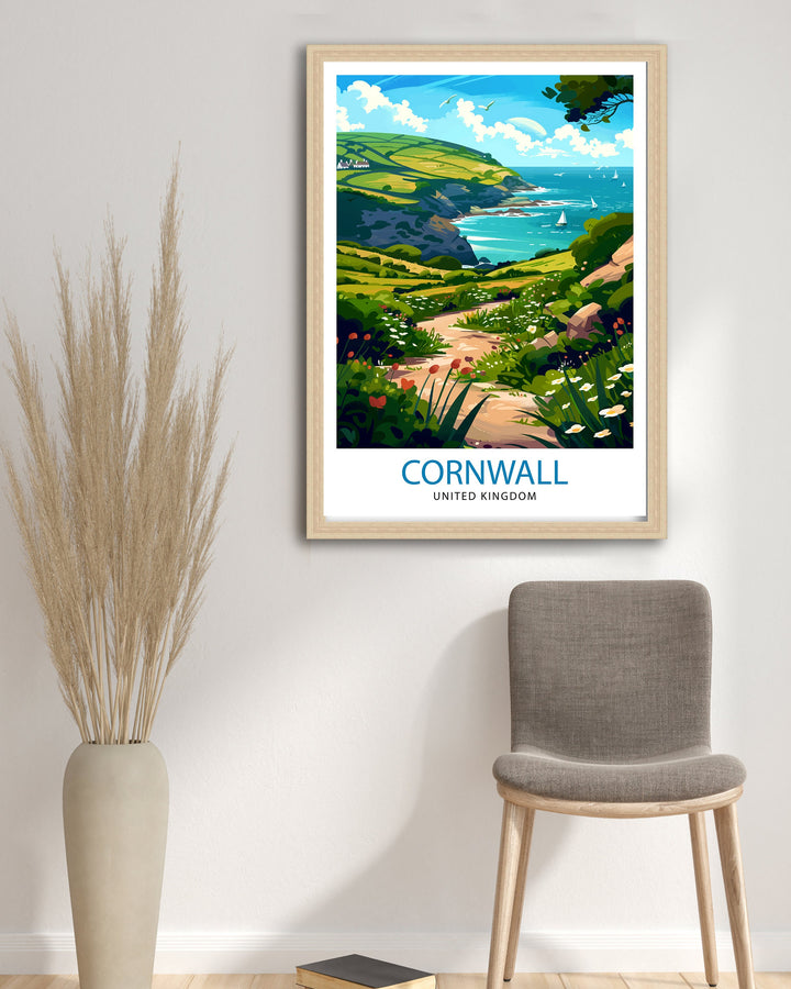 Cornwall United Kingdom Poster Coastal Charm Art English Seaside Poster Cornish Coastline