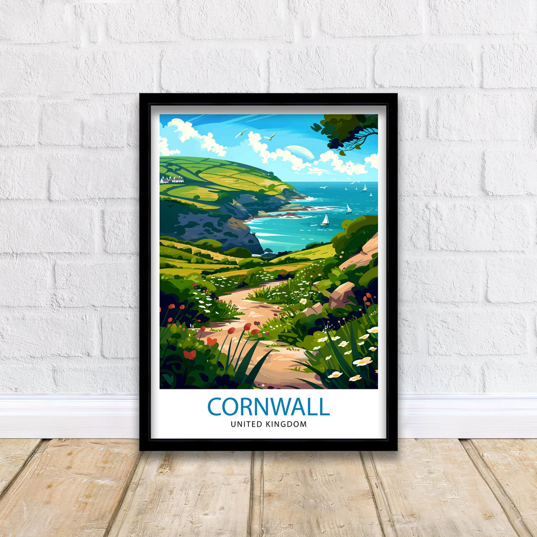 Cornwall United Kingdom Poster Coastal Charm Art English Seaside Poster Cornish Coastline