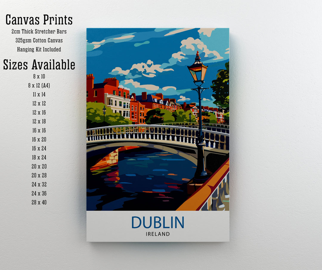 Dublin Ireland Cityscape Poster Lively Temple Bar Scene Dublin Wall Art Historic Georgian Doors Illustration Irish Pub Poster Cultural Decor