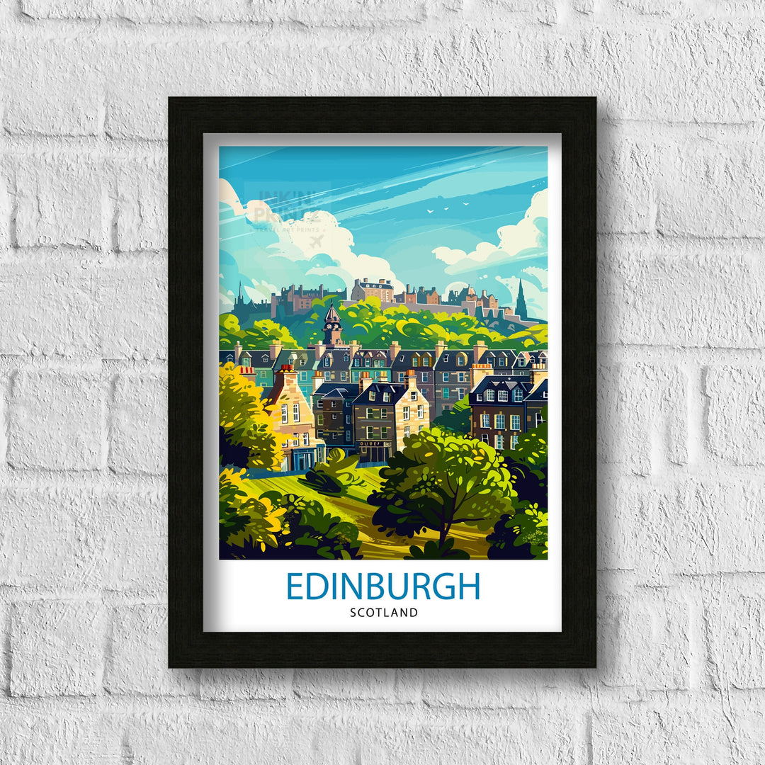 Edinburgh Scotland Travel Poster Edinburgh Wall Art Edinburgh Home Decor Scotland Illustration