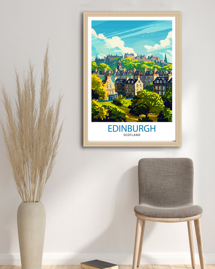 Edinburgh Scotland Travel Poster Edinburgh Wall Art Edinburgh Home Decor Scotland Illustration