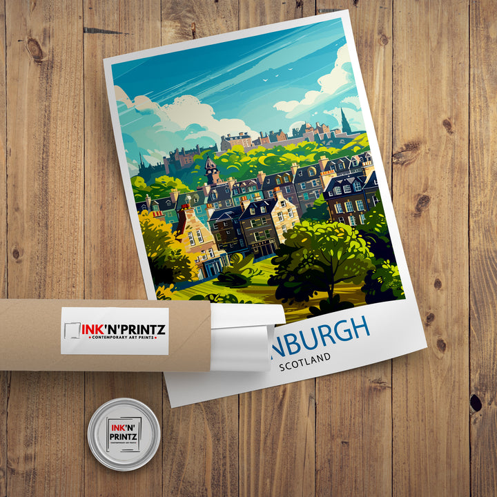 Edinburgh Scotland Travel Poster Edinburgh Wall Art Edinburgh Home Decor Scotland Illustration