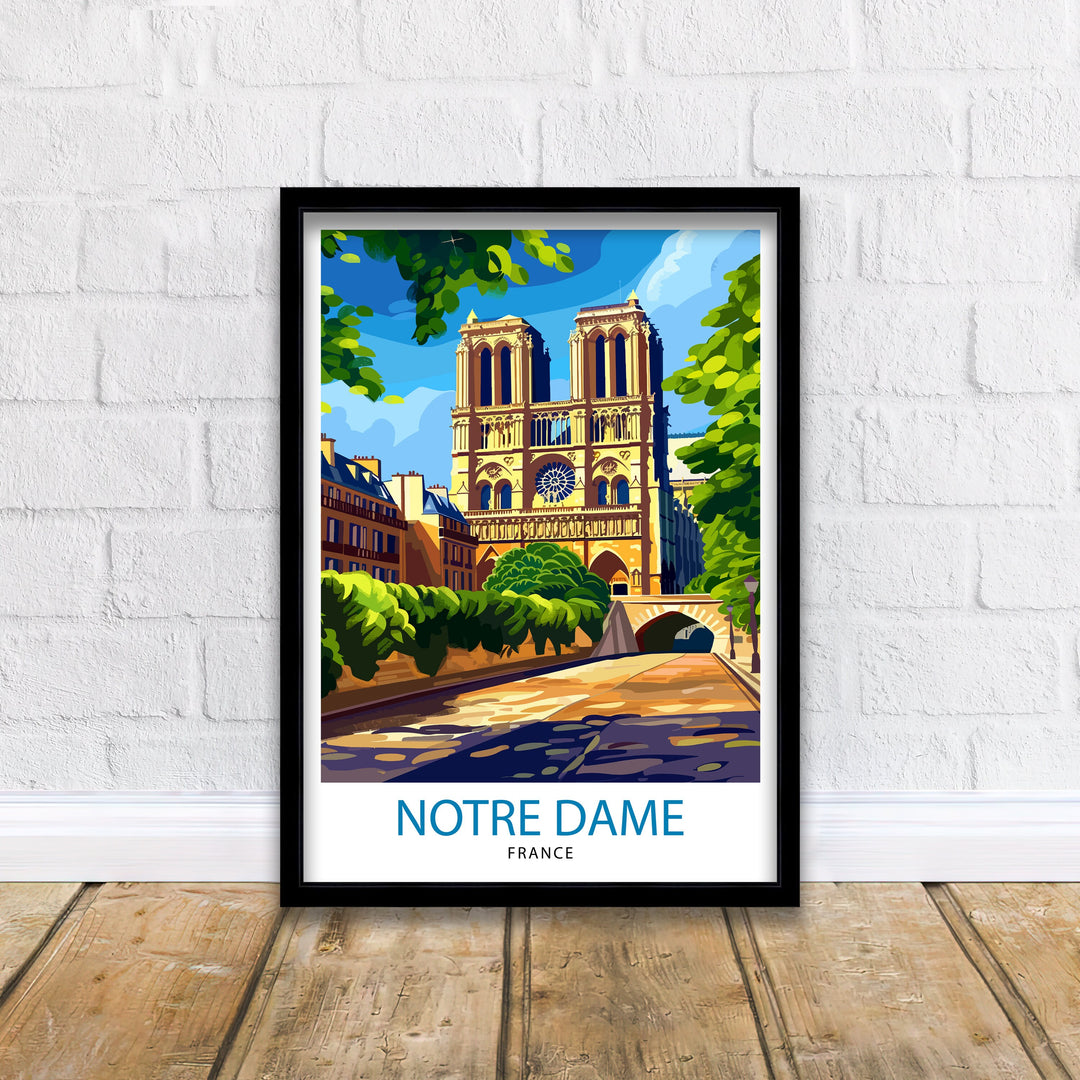 Notre Dame Cathedral Paris Poster French Gothic Architecture Art Historic Landmark Poster Parisian Skyline