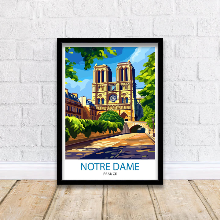 Notre Dame Cathedral Paris Poster French Gothic Architecture Art Historic Landmark Poster Parisian Skyline