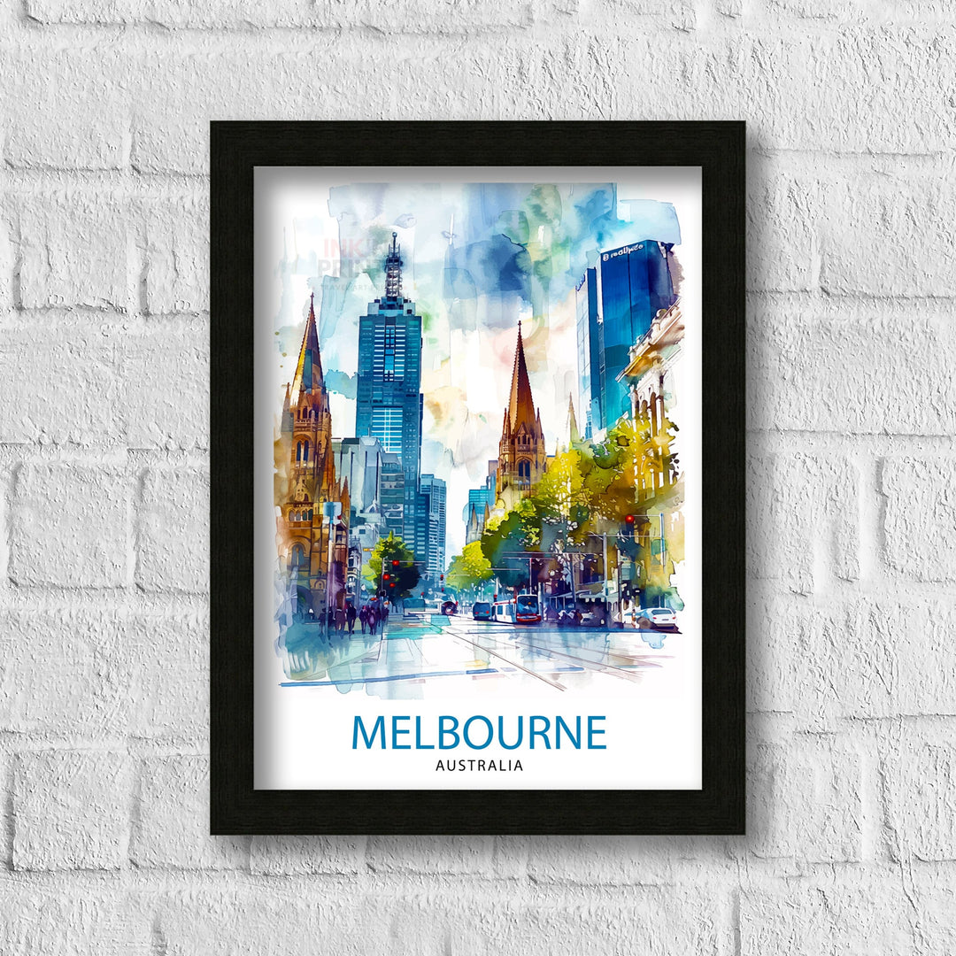 Melbourne Australia Travel Print Melbourne Cityscape Wall Decor Melbourne Poster Australia Travel Prints Melbourne Art Print Melbourne