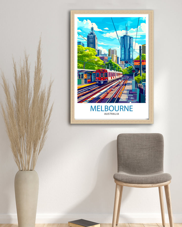 Melbourne Australia Travel Poster Melbourne Cityscape