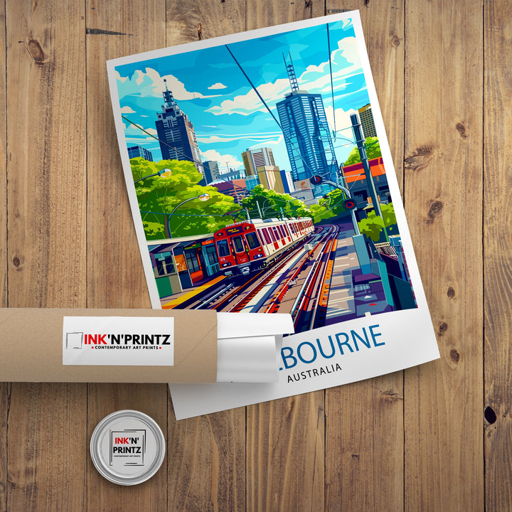 Melbourne Australia Travel Print Melbourne Cityscape Wall Decor Melbourne Poster Australia Travel Prints Melbourne Art Print Melbourne