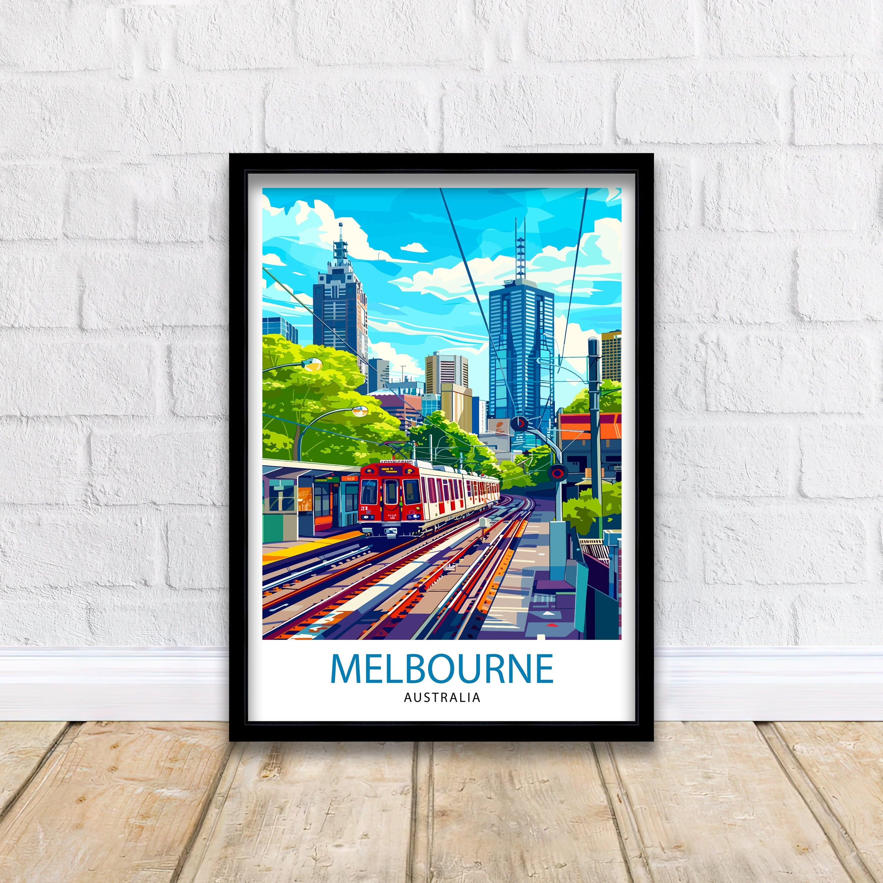 Melbourne Australia Travel Print Melbourne Cityscape Wall Decor Melbourne Poster Australia Travel Prints Melbourne Art Print Melbourne