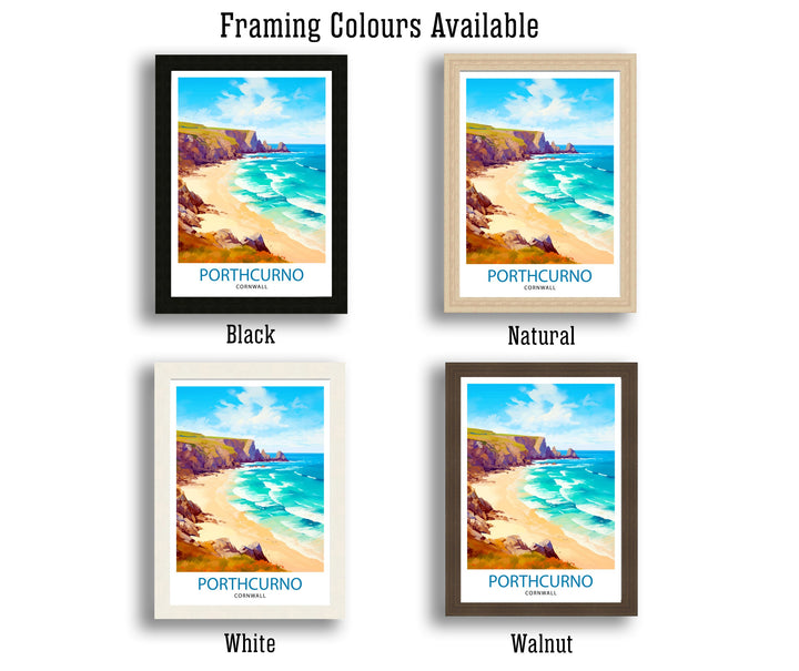 Porthcurno Cornwall Travel Print Porthcurno Wall Art Porthcurno Beach Illustration Cornwall Travel Poster Porthcurno Home Decor