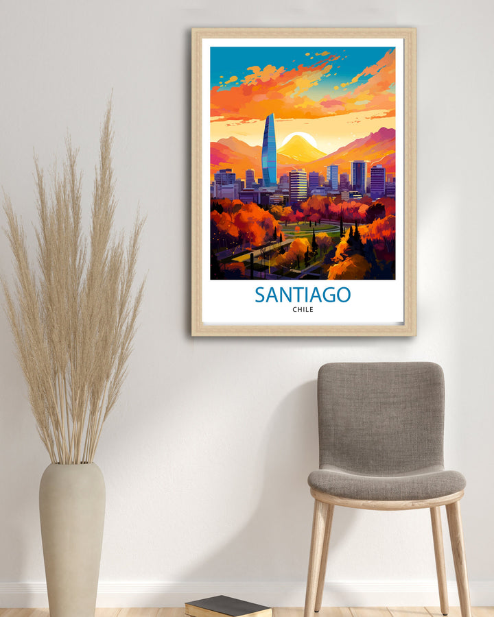 Santiago Chile Travel Print Wall Decor Wall Art Santiago Wall Hanging Home Décor Santiago Gift Art Lovers Chile Art Lover Gift Print Art